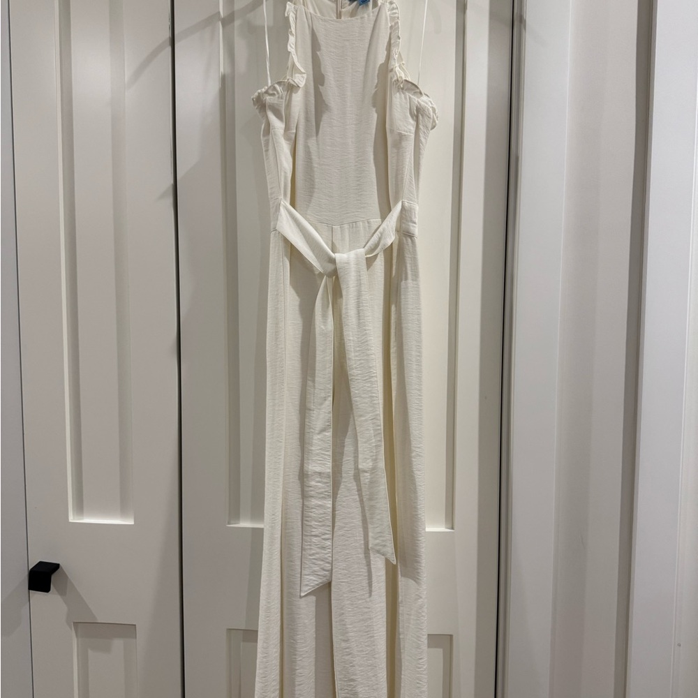 CeCe White Flutter Sleeve Jumpsuit